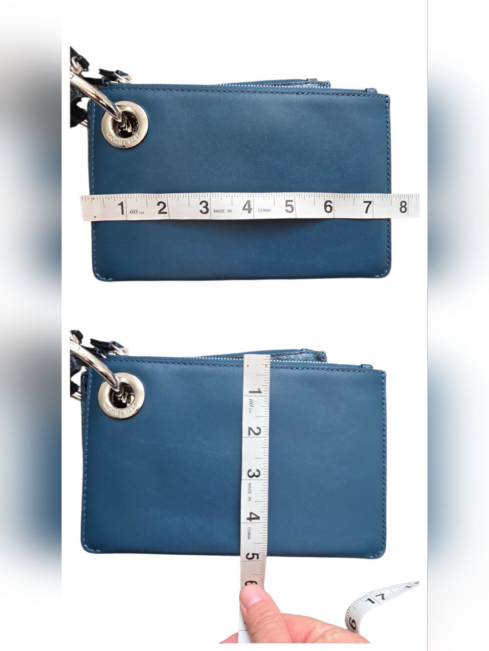 NWOT Michael Kors Jet Set Travel Two-Tone Leather Pouch Trio Wristlet navy blue - Picture 5 of 13